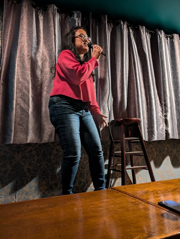 Tina Cruz performing at Comedy on Mackay's November 2024 soft launch