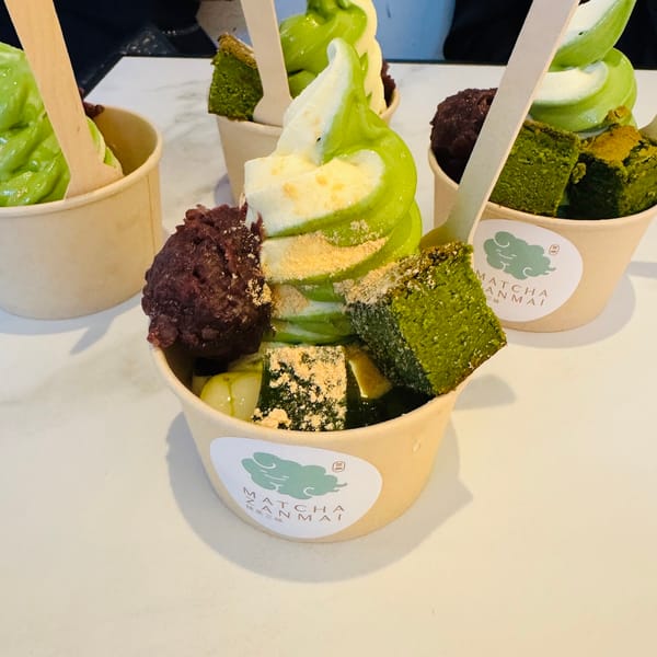 Matcha soft-serve parfaits at Matcha Zanmai on Rue Mackay